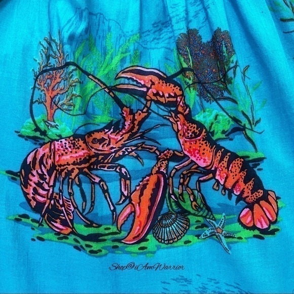 J.Crew tiered turquoise lobster print midi dress shop@iamwarrior - Picture 4 of 15